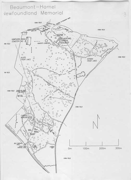 Map of Beaumont Hamel - Une carte de Beaumont Hamel