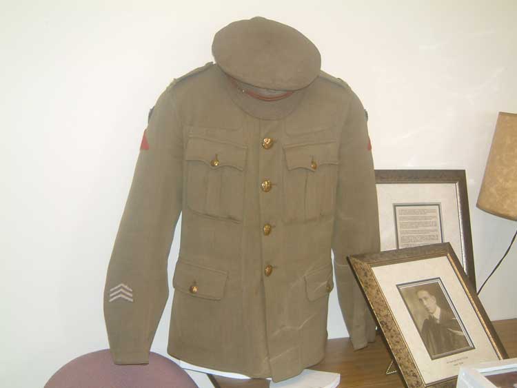Uniform which would have been used during the First World War
