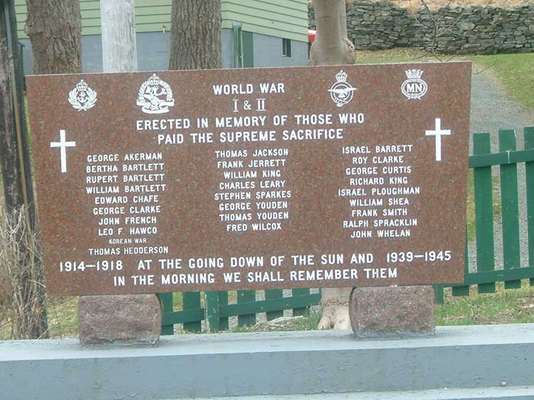 War memorial located in Brigus, Newfoundland