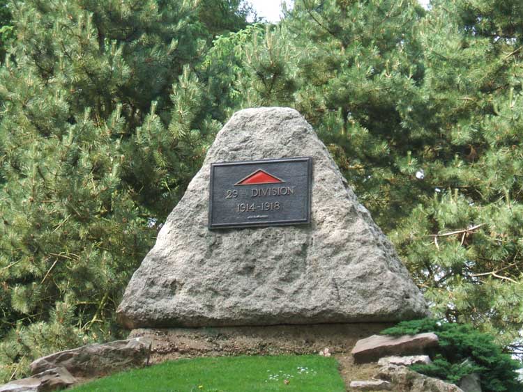 Plaque for the 29th division located in Beaumont Hamel