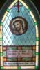 Stain glass memorial for George H. Miller located in the Anglican church, Trouty, Newfoundland - Un vitrail en mémoire de George H. Miller situé dans l’église anglican à Trouty, Terre-Neuve