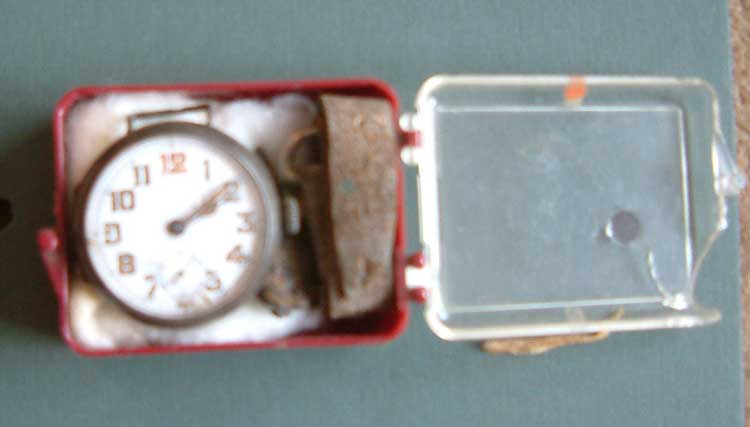 A pocket watch which was used during the First World War