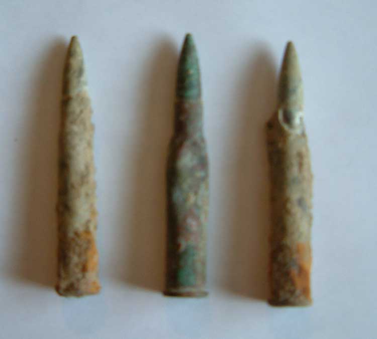 Bullets found in a field at Beaumont Hamel