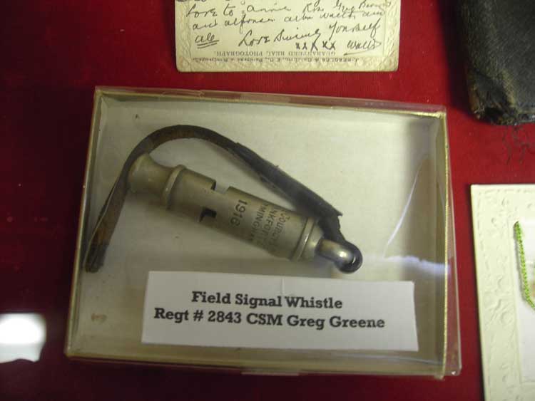 Field signal whistle owned by Greg Greene